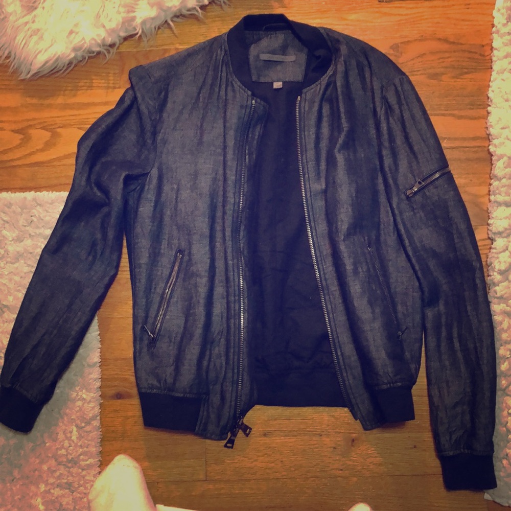 John Varvatos blue bomber jacket
